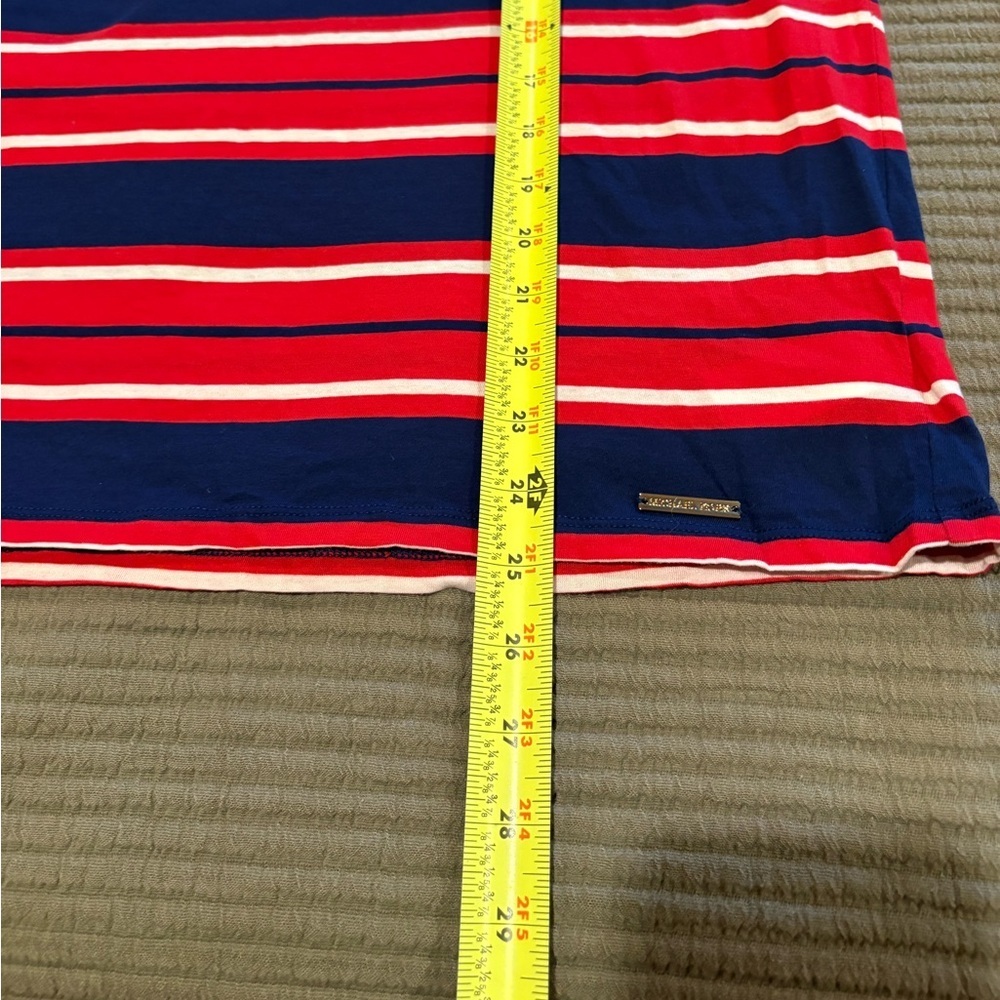 MICHAEL Michael Kors red, white, and navy blue striped cold-shoulder top XL - Picture 9 of 10